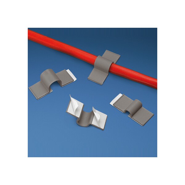 Cable Clip, PVC, 0.38 in Bundle Dia., Gray, 1.56 in L, 100 PK